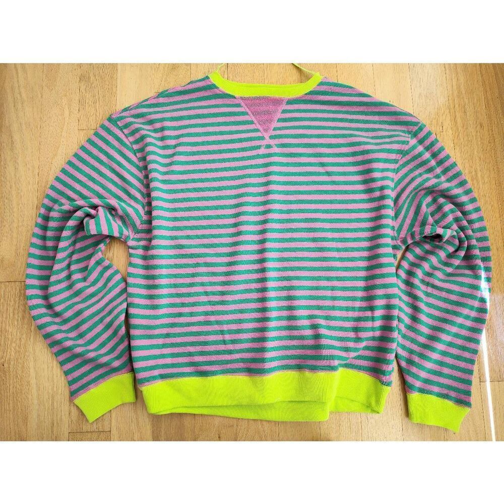 WE THE FREE FREE PEOPLE CLASSIC OVERSIZED CREWNECK PINK GREEN COMBO NWD LARGE - Picture 7 of 10